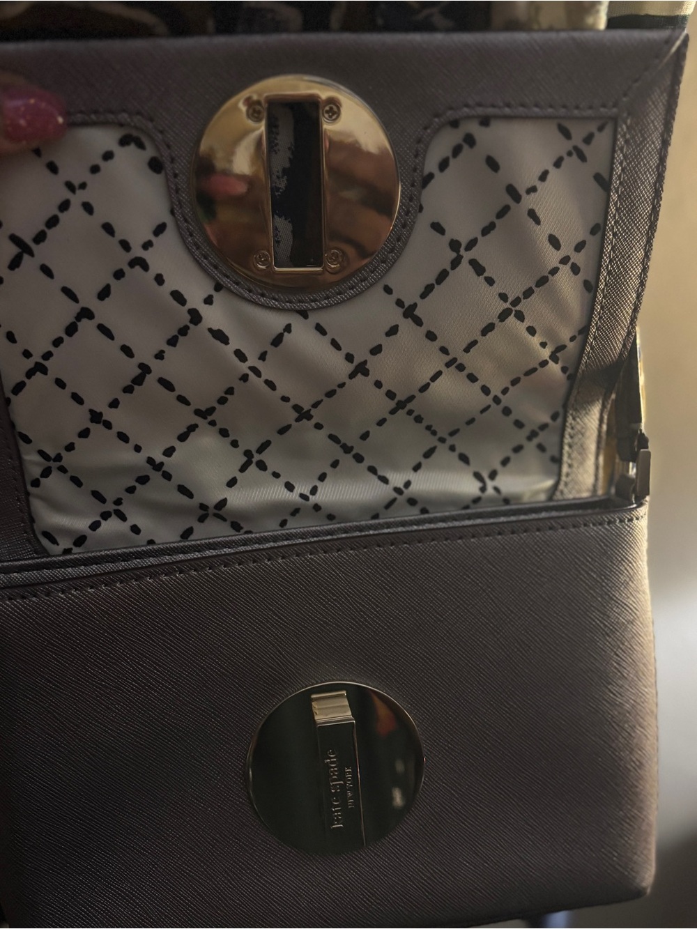 kate spade metallic gray crossbody with gold hardware - Picture 9 of 10